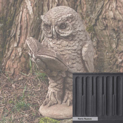 Nero Nuovo Patina for the Campania International Scholarly Owl Statue, bold dramatic black patina for the garden.