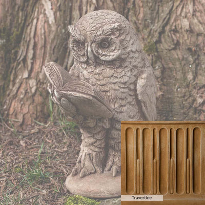 Travertine Patina for the Campania International Scholarly Owl Statue, soft yellows, oranges, and brown for an old-word garden.
