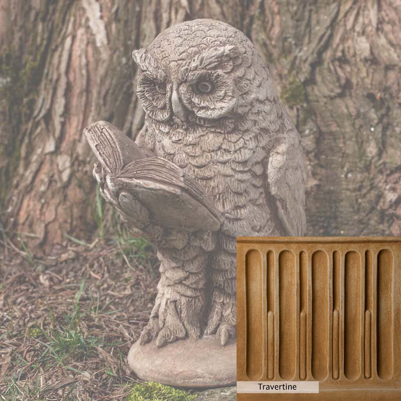 Travertine Patina for the Campania International Scholarly Owl Statue, soft yellows, oranges, and brown for an old-word garden.