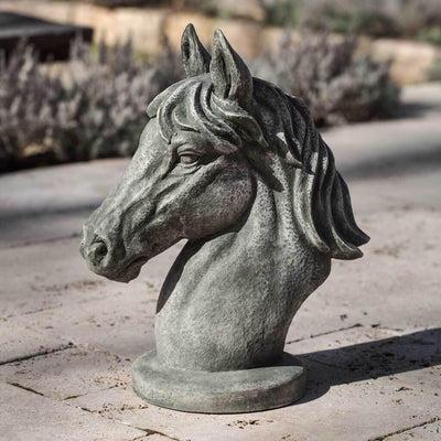 Campania International Spirit Statue stained in the Alpine Stone  patina, the ideal color for this garden statue.