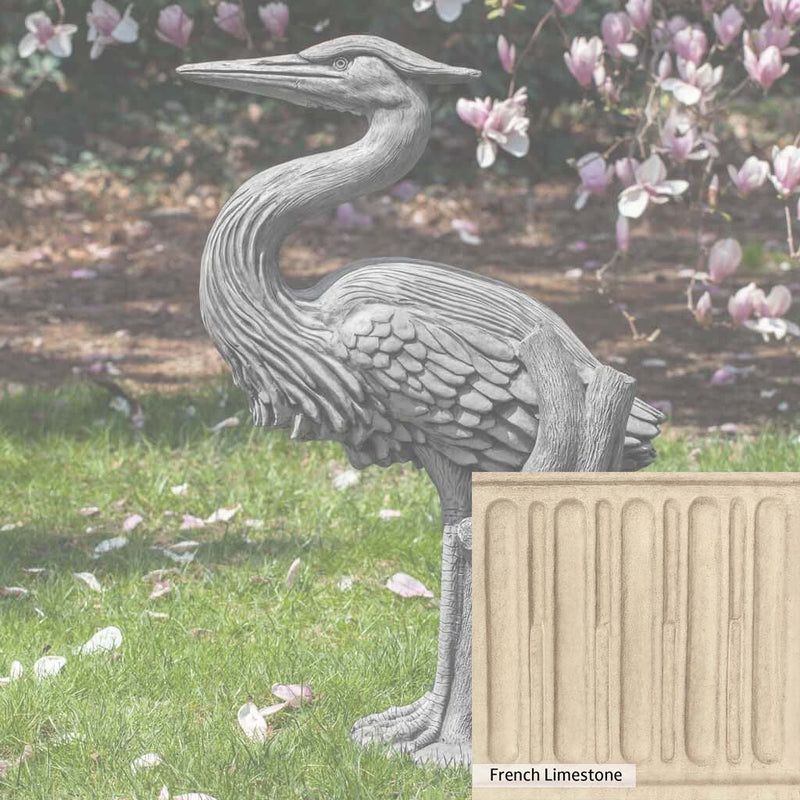 French Limestone Patina for the Campania International Heron Statue, old-world creamy white with ivory undertones.