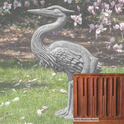 Ferro Rustico Nuovo Patina for the Campania International Heron Statue, red and orange blended in this striking color for the garden.