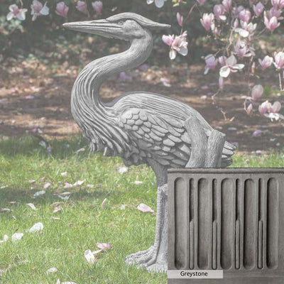 Greystone Patina for the Campania International Heron Statue , a classic gray, soft, and muted, blends nicely in the garden.