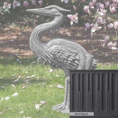 Nero Nuovo Patina for the Campania International Heron Statue, bold dramatic black patina for the garden.