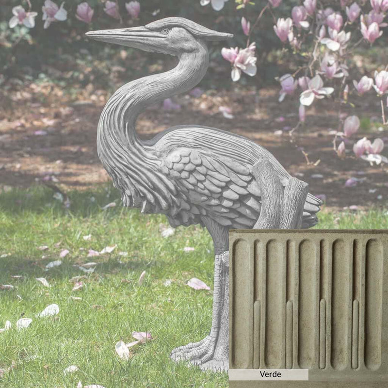 Verde Patina for the Campania International Heron Statue, green and gray come together in a soft tone blended into a soft green.