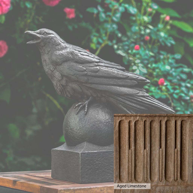 Aged Limestone Patina for the Campania International Corvus Statue, brown, orange, and green for an old stone look.