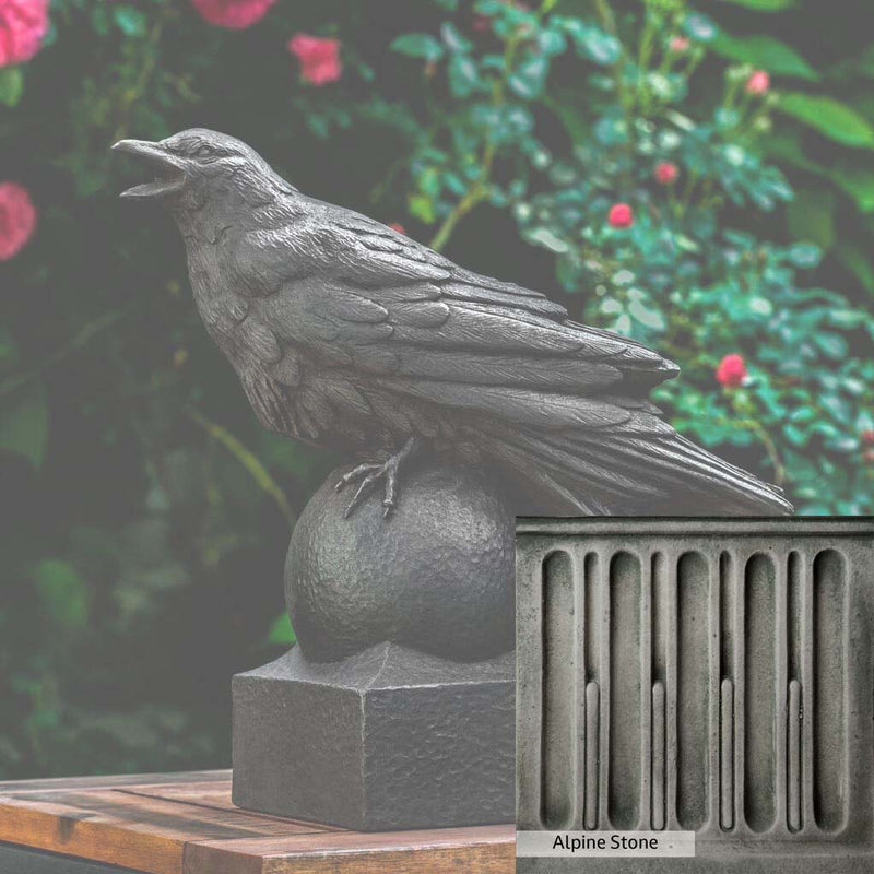 Alpine Stone Patina for the Campania International Corvus Statue, a medium gray with a bit of green to define the details.