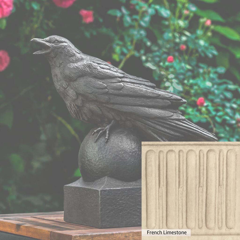 French Limestone Patina for the Campania International Corvus Statue, old-world creamy white with ivory undertones.
