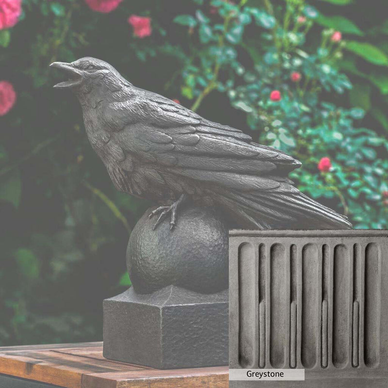 The Lead Antique Patina for the Campania International Corvus Statue, aged blue and grey layered to give the look of a classic antique lead patina.
