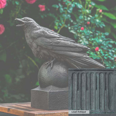 Greystone Patina for the Campania International Corvus Statue , a classic gray, soft, and muted, blends nicely in the garden.