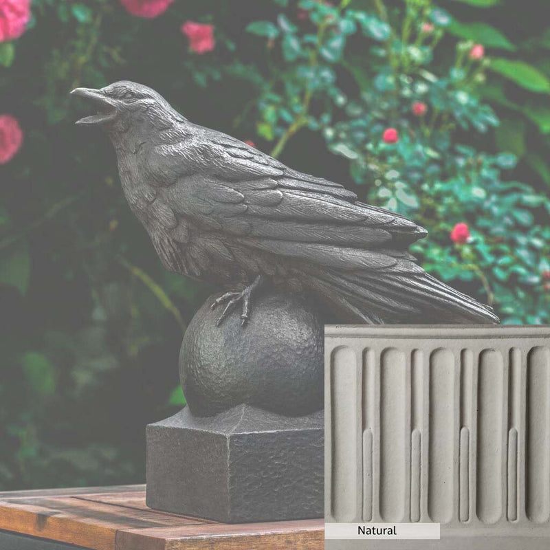Natural Patina for the Campania International Corvus Statue is unstained cast stone, the brightest and whitest finish that will age.