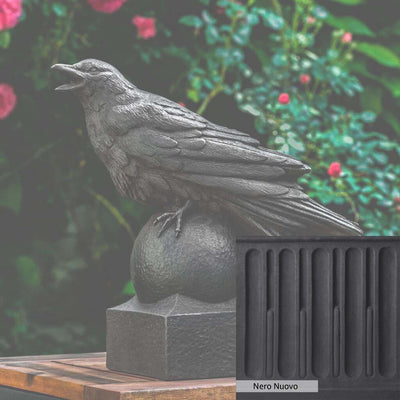 Nero Nuovo Patina for the Campania International Corvus Statue, bold dramatic black patina for the garden.