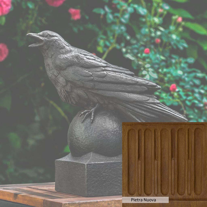 Pietra Nuova Patina for the Campania International Corvus Statue, a rich brown blended with black and orange.