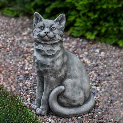 Campania International Mimi Cat Statue stained in the Alpine Stone  patina, the ideal color for this garden statue.