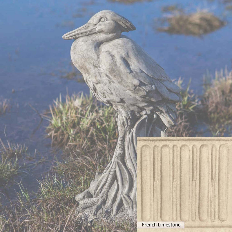 French Limestone Patina for the Campania International Egret Statue, old-world creamy white with ivory undertones.