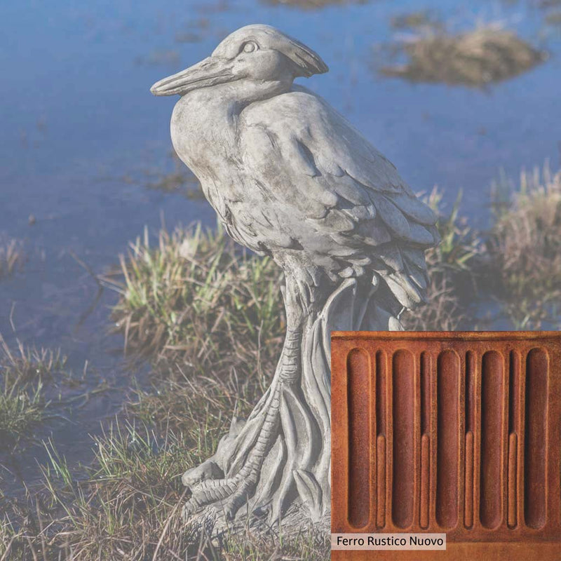 Ferro Rustico Nuovo Patina for the Campania International Egret Statue, red and orange blended in this striking color for the garden.