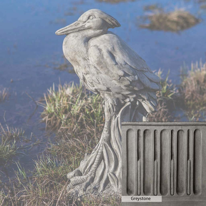 Greystone Patina for the Campania International Egret Statue , a classic gray, soft, and muted, blends nicely in the garden.