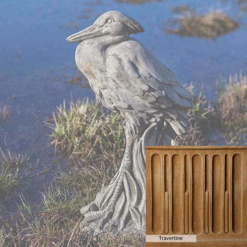Travertine Patina for the Campania International Egret Statue, soft yellows, oranges, and brown for an old-word garden.