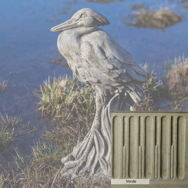 Verde Patina for the Campania International Egret Statue, green and gray come together in a soft tone blended into a soft green.