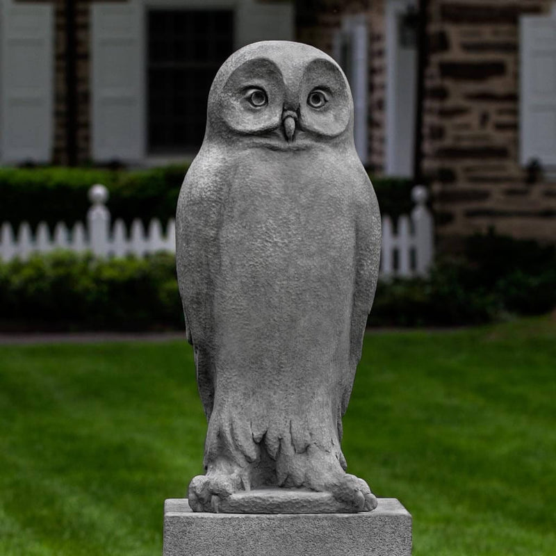Campania International Dr. Hoo Statue stained in the Alpine Stone  patina, the ideal color for this garden statue.