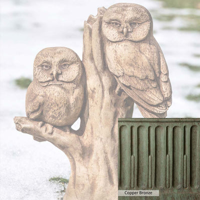 Copper Bronze Patina for the Campania International Night Watch Statue, blues and greens blended into the look of aged copper.