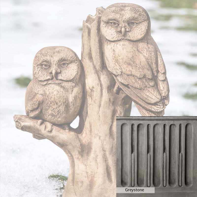 Greystone Patina for the Campania International Night Watch Statue , a classic gray, soft, and muted, blends nicely in the garden.