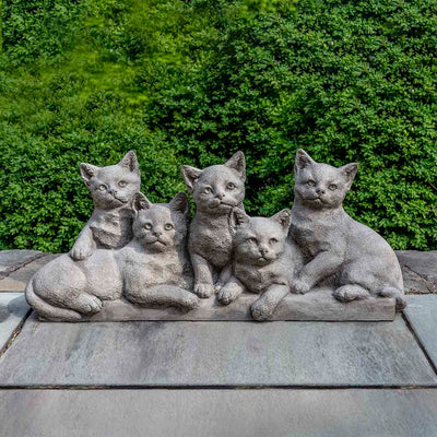 Campania International Quintuplets Statue stained in the Greystone patina, the ideal color for this garden statue.