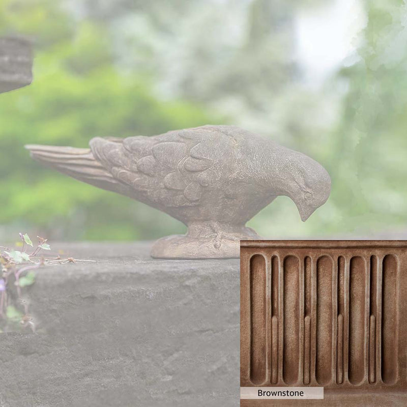 Brownstone Patina for the Campania International French Dove Statue, brown blended with hints of red and yellow, works well in the garden.