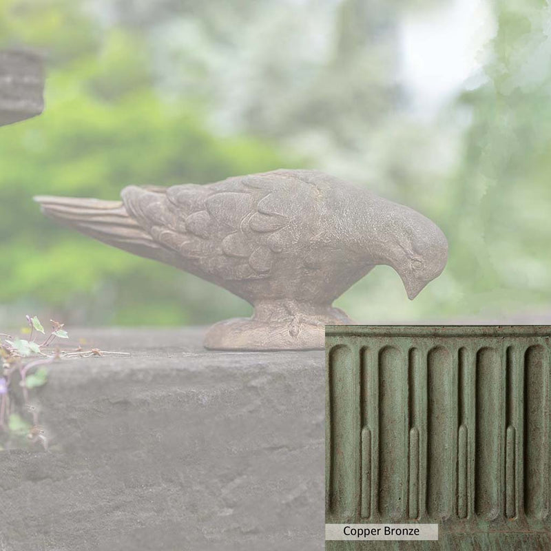 Copper Bronze Patina for the Campania International French Dove Statue, blues and greens blended into the look of aged copper.