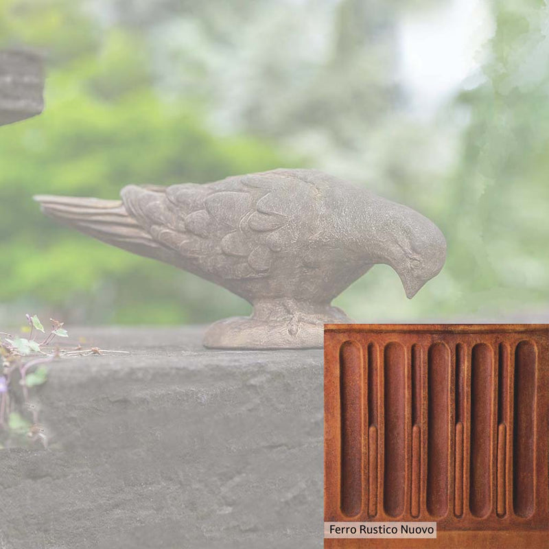 Ferro Rustico Nuovo Patina for the Campania International French Dove Statue, red and orange blended in this striking color for the garden.