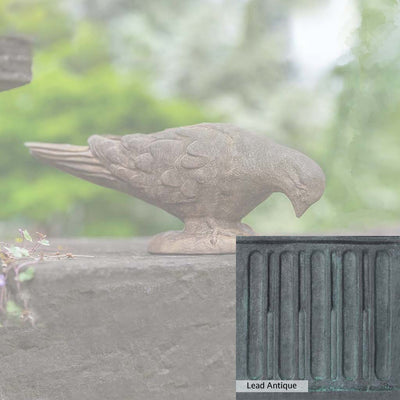 The Lead Antique Patina for the Campania International French Dove Statue, aged blue and grey layered to give the look of a classic antique lead patina.