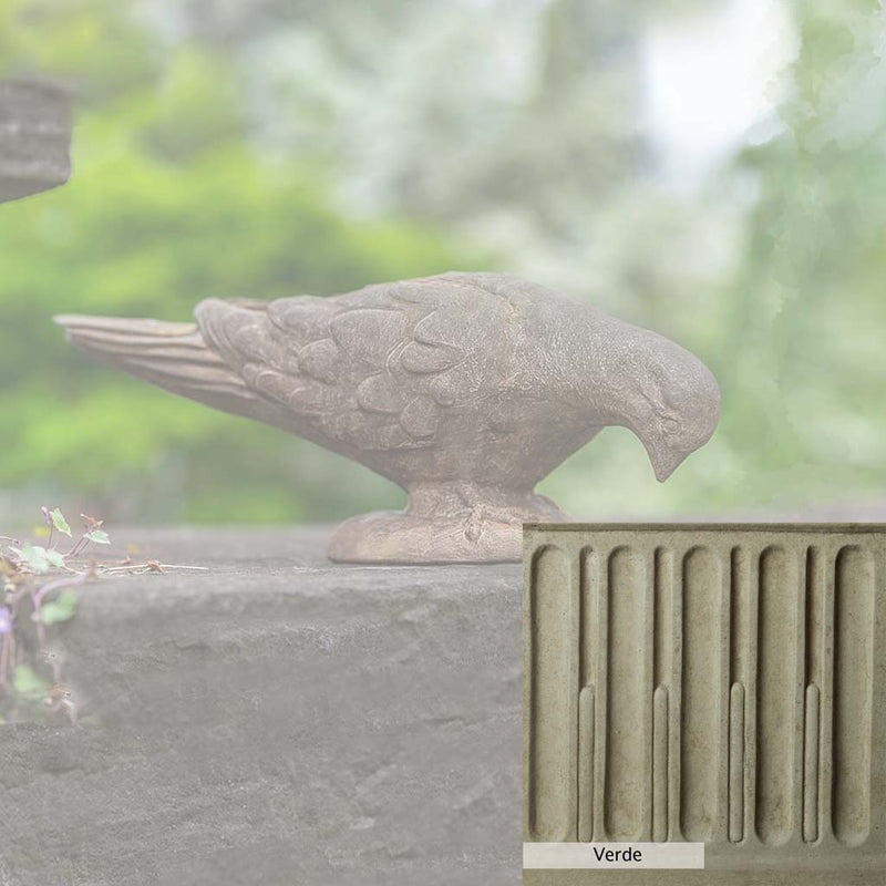 Verde Patina for the Campania International French Dove Statue, green and gray come together in a soft tone blended into a soft green.