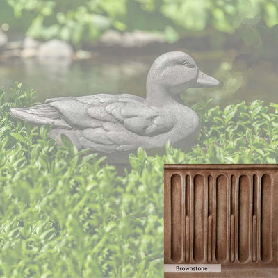 Brownstone Patina for the Campania International Decoy Duck Statue, brown blended with hints of red and yellow, works well in the garden.