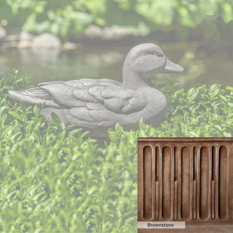 Brownstone Patina for the Campania International Decoy Duck Statue, brown blended with hints of red and yellow, works well in the garden.