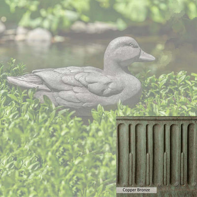 Copper Bronze Patina for the Campania International Decoy Duck Statue, blues and greens blended into the look of aged copper.