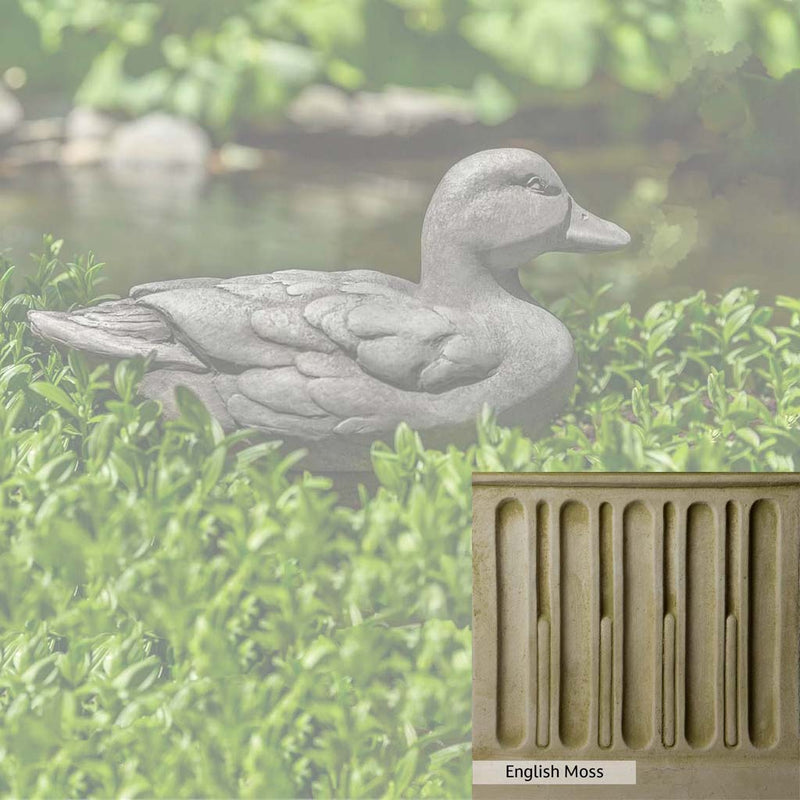 English Moss Patina for the Campania International Decoy Duck Statue, green blended into a soft pallet with a light undertone of gray.
