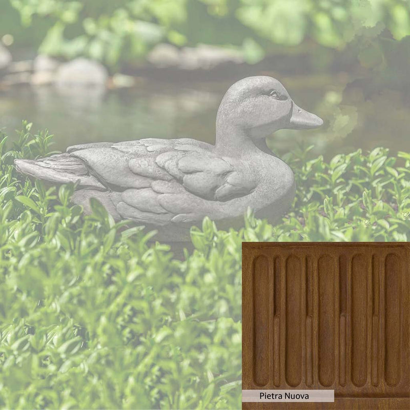Pietra Nuova Patina for the Campania International Decoy Duck Statue, a rich brown blended with black and orange.