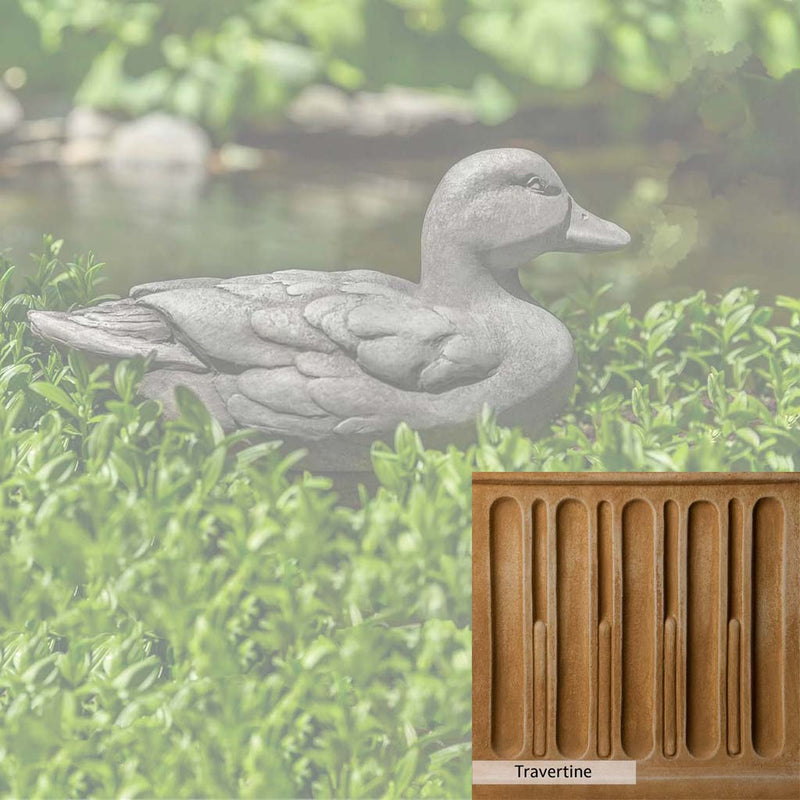 Travertine Patina for the Campania International Decoy Duck Statue, soft yellows, oranges, and brown for an old-word garden.