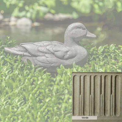 Verde Patina for the Campania International Decoy Duck Statue, green and gray come together in a soft tone blended into a soft green.