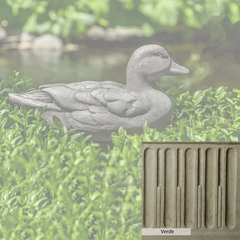 Verde Patina for the Campania International Decoy Duck Statue, green and gray come together in a soft tone blended into a soft green.
