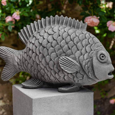 Campania International Gill Statue stained in the Alpine Stone patina, the ideal color for this garden statue.