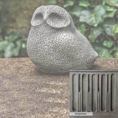 Greystone Patina for the Campania International Stone Owl Statue , a classic gray, soft, and muted, blends nicely in the garden.