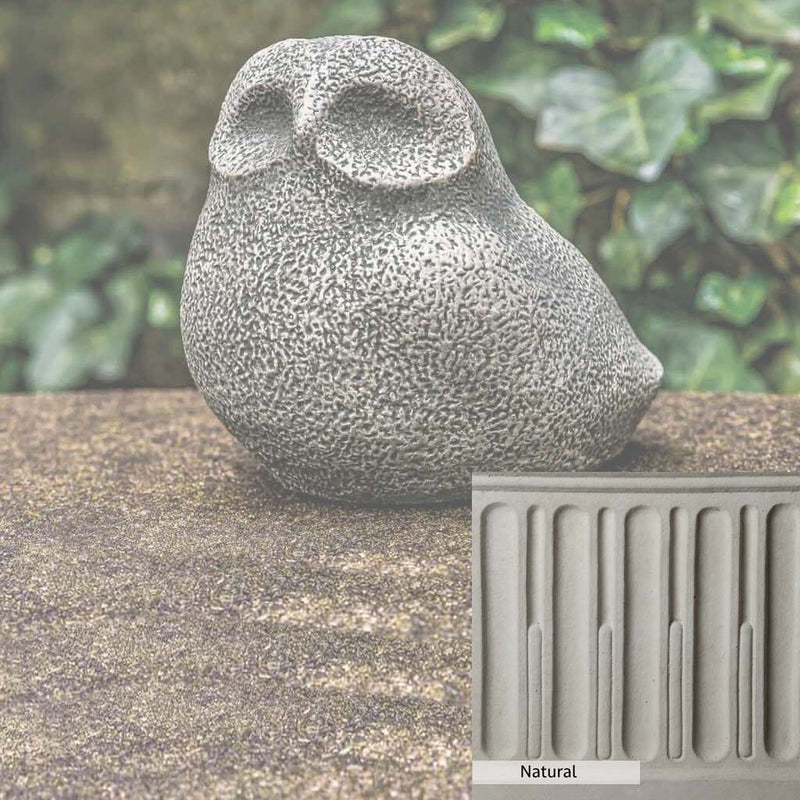 Natural Patina for the Campania International Stone Owl Statue is unstained cast stone, the brightest and whitest finish that will age.
