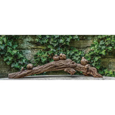Campania International Birds on a Branch Statue stained in the Brownstone patina, the ideal color for this garden statue.