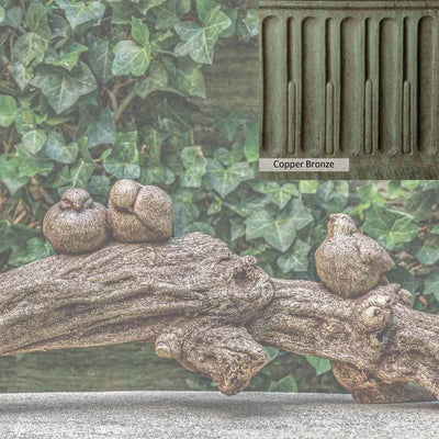 Copper Bronze Patina for the Campania International Birds on a Branch Statue, blues and greens blended into the look of aged copper.