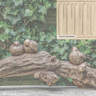 French Limestone Patina for the Campania International Birds on a Branch Statue, old-world creamy white with ivory undertones.