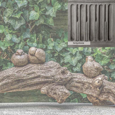 Greystone Patina for the Campania International Birds on a Branch Statue , a classic gray, soft, and muted, blends nicely in the garden.