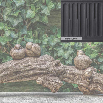 Nero Nuovo Patina for the Campania International Birds on a Branch Statue, bold dramatic black patina for the garden.