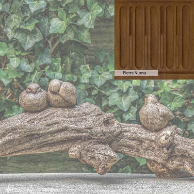 Pietra Nuova Patina for the Campania International Birds on a Branch Statue, a rich brown blended with black and orange.