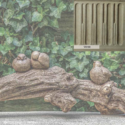 Verde Patina for the Campania International Birds on a Branch Statue, green and gray come together in a soft tone blended into a soft green.